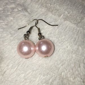 Pink oversized faux pearl earrings